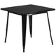 Black |#| 31.5inch Square Black Metal Indoor-Outdoor Table Set with 4 Stack Chairs