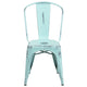 Green-Blue |#| Distressed Green-Blue Metal Indoor-Outdoor Stackable Chair - Kitchen Furniture