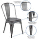 Silver Gray |#| Distressed Silver Gray Metal Indoor-Outdoor Stackable Cafe Bistro Dining Chair