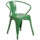 Green |#| Green Metal Indoor-Outdoor Chair with Arms - Restaurant Furniture