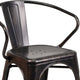 Black-Antique Gold |#| Black-Antique Gold Stackable Metal Indoor-Outdoor Chair with Arms - Bistro Chair