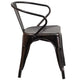 Black-Antique Gold |#| Black-Antique Gold Stackable Metal Indoor-Outdoor Chair with Arms - Bistro Chair