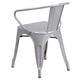 Silver |#| Silver Metal Indoor-Outdoor Chair with Arms - Restaurant Furniture