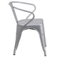 Silver |#| Silver Metal Indoor-Outdoor Chair with Arms - Restaurant Furniture