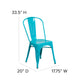 Crystal Teal-Blue |#| Crystal Teal-Blue Metal Indoor-Outdoor Stackable Chair - Kitchen Furniture