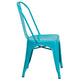 Crystal Teal-Blue |#| Crystal Teal-Blue Metal Indoor-Outdoor Stackable Chair - Kitchen Furniture