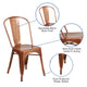 Copper |#| Copper Metal Indoor-Outdoor Stackable Chair - Kitchen Furniture - Café Chair