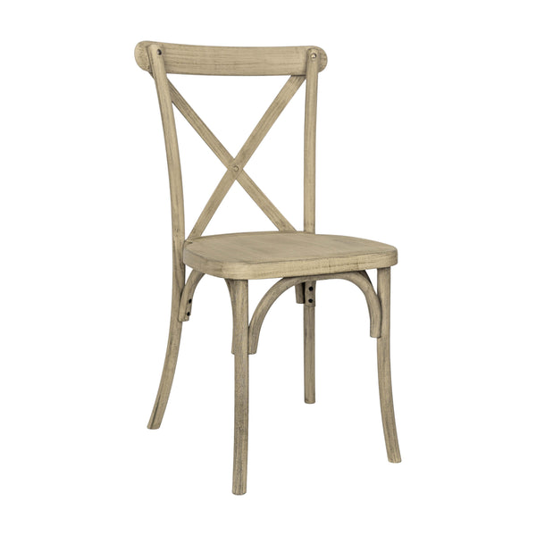 Light Oak |#| Indoor/Outdoor Commercial Grade Wood Look Resin Cross Back Chair in Light Oak