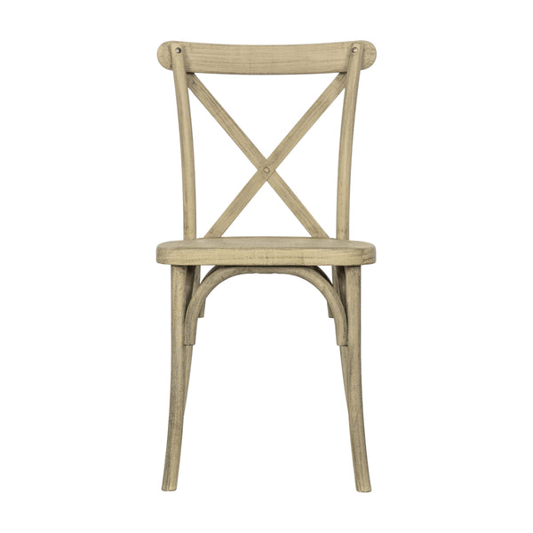Light Oak |#| Indoor/Outdoor Commercial Grade Wood Look Resin Cross Back Chair in Light Oak