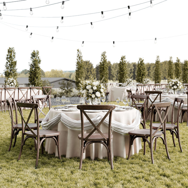 Dark Brown |#| Indoor/Outdoor Commercial Grade Wood Look Resin Cross Back Chair in Dark Brown