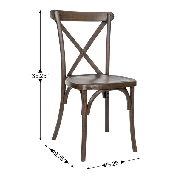 Dark Brown |#| Indoor/Outdoor Commercial Grade Wood Look Resin Cross Back Chair in Dark Brown