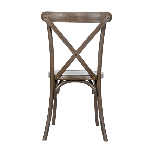 Dark Brown |#| Indoor/Outdoor Commercial Grade Wood Look Resin Cross Back Chair in Dark Brown