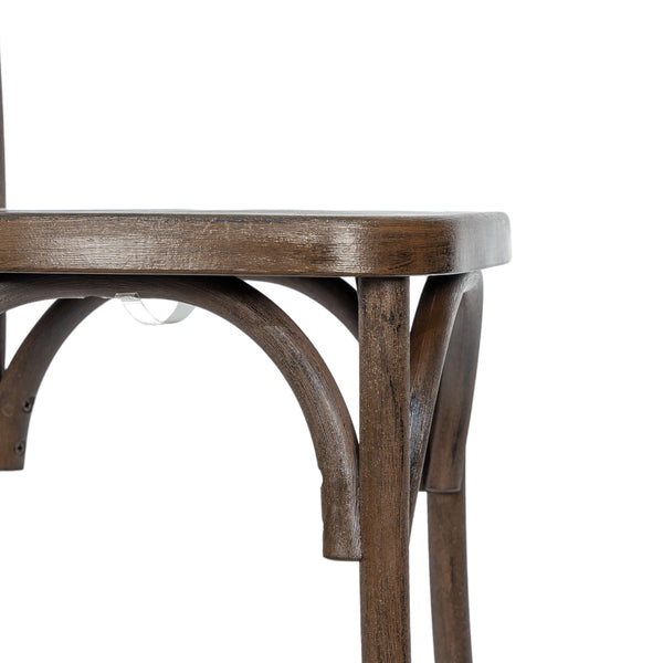 Dark Brown |#| Indoor/Outdoor Commercial Grade Wood Look Resin Cross Back Chair in Dark Brown
