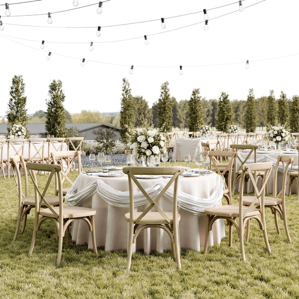 Light Oak |#| Indoor/Outdoor Commercial Grade Wood Look Resin Cross Back Chair in Light Oak