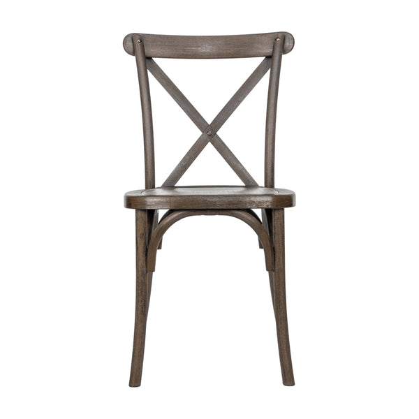 Dark Brown |#| Indoor/Outdoor Commercial Grade Wood Look Resin Cross Back Chair in Dark Brown