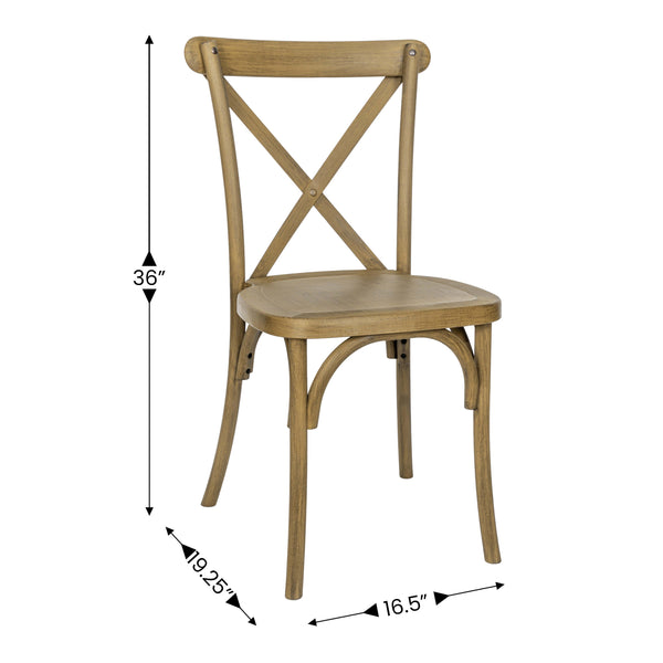 Chestnut |#| Indoor/Outdoor Commercial Grade Wood Look Resin Cross Back Chair in Chestnut