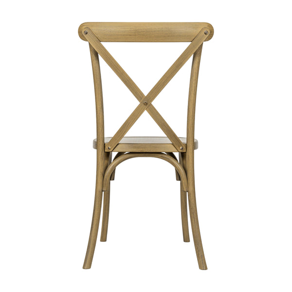 Chestnut |#| Indoor/Outdoor Commercial Grade Wood Look Resin Cross Back Chair in Chestnut