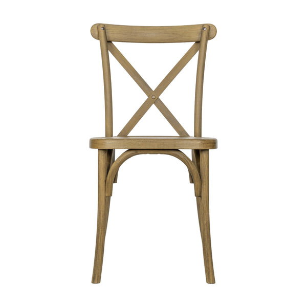 Chestnut |#| Indoor/Outdoor Commercial Grade Wood Look Resin Cross Back Chair in Chestnut