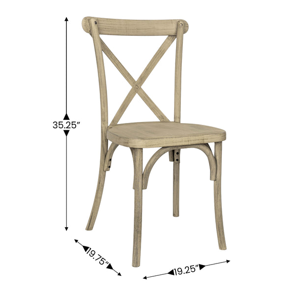 Light Oak |#| Indoor/Outdoor Commercial Grade Wood Look Resin Cross Back Chair in Light Oak