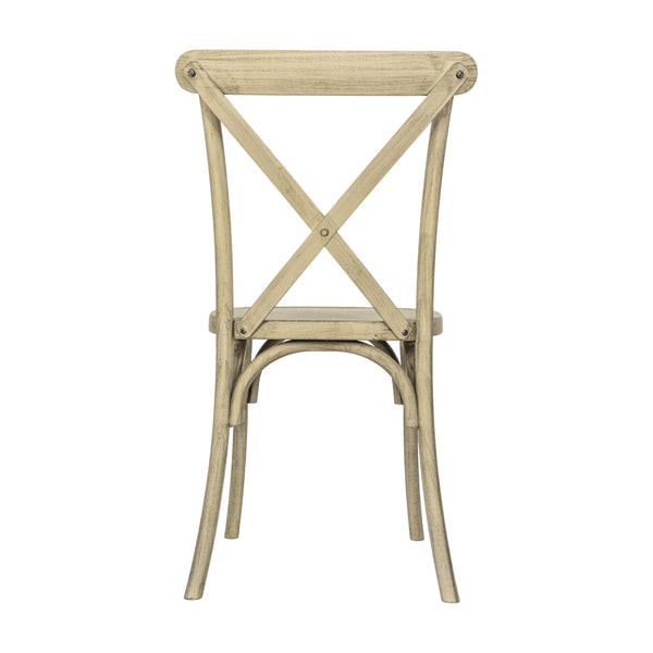Light Oak |#| Indoor/Outdoor Commercial Grade Wood Look Resin Cross Back Chair in Light Oak