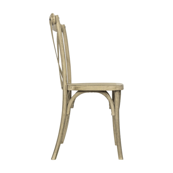 Light Oak |#| Indoor/Outdoor Commercial Grade Wood Look Resin Cross Back Chair in Light Oak