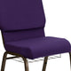 Royal Purple Fabric/Gold Vein Frame |#| 18.5inchW Church Chair in Royal Purple Fabric with Cup Book Rack - Gold Vein Frame