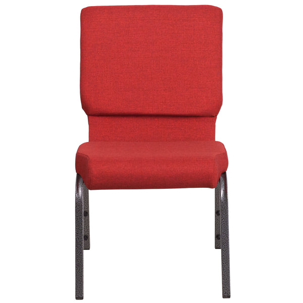 Red Fabric/Silver Vein Frame |#| 18.5inchW Stacking Church Chair in Red Fabric - Silver Vein Frame