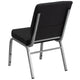 Black Patterned Fabric/Silver Vein Frame |#| 18.5inchW Stacking Church Chair in Black Patterned Fabric - Silver Vein Frame