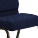 Navy Blue Dot Patterned Fabric/Gold Vein Frame |#| 21inchW Stacking Church Chair in Navy Blue Dot Patterned Fabric - Gold Vein Frame