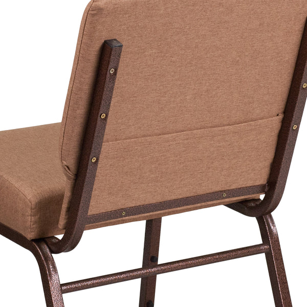 Caramel Fabric/Copper Vein Frame |#| 21inchW Stacking Church Chair in Caramel Fabric - Copper Vein Frame