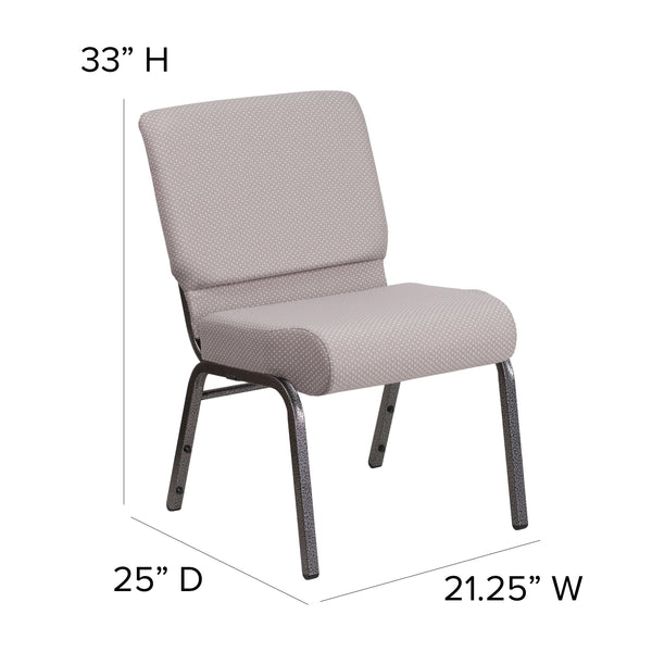 Gray Dot Fabric/Silver Vein Frame |#| 21inchW Church Chair in Gray Dot Fabric - Silver Vein Frame