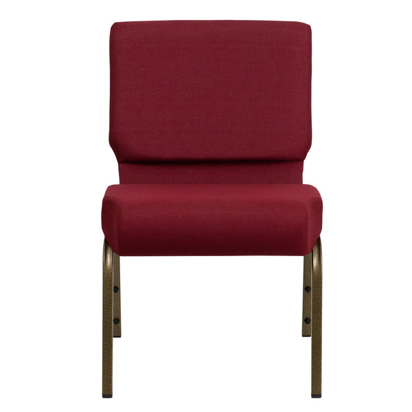 Burgundy Fabric/Gold Vein Frame |#| 21inchW Stacking Church Chair in Burgundy Fabric - Gold Vein Frame