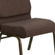 Brown Fabric/Gold Vein Frame |#| 21inchW Stacking Church Chair in Brown Fabric - Gold Vein Frame