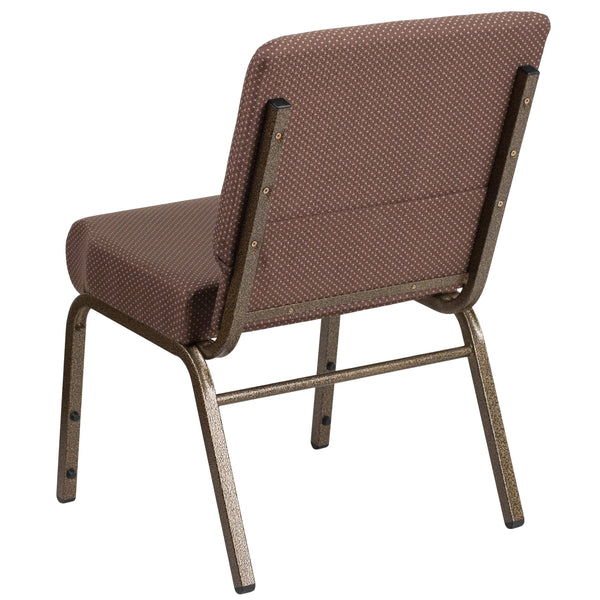 Brown Dot Fabric/Gold Vein Frame |#| 21inchW Stacking Church Chair in Brown Dot Fabric - Gold Vein Frame