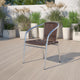 Aluminum and Dark Brown |#| Commercial Aluminum and Dark Brown Rattan Indoor-Outdoor Restaurant Stack Chair
