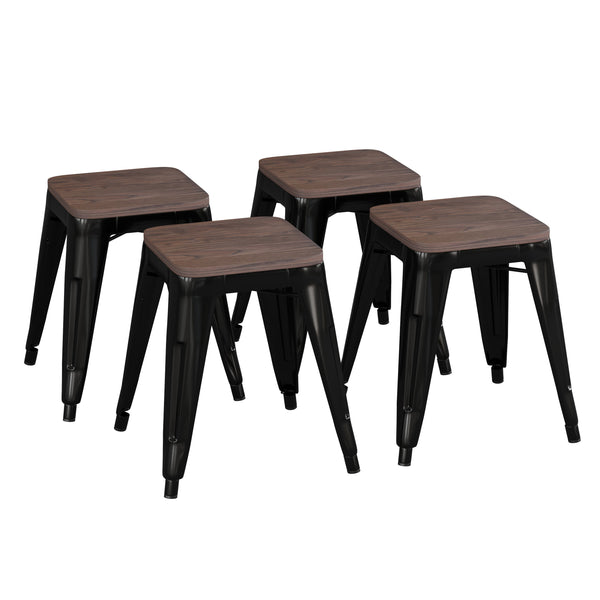 4PK Metal Stool-Wood Seat ET-BT3503-18-WD- – Stack Chairs Less