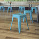 Teal |#| 18 Inch Table Height Indoor Stackable Metal Dining Stool in Teal-Set of 4