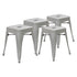 18" Table Height Stool, Stackable Backless Metal Indoor Dining Stool, Commercial Grade Restaurant Stool - Set of 4