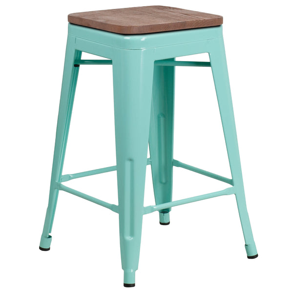 Teal backless bar shop stools