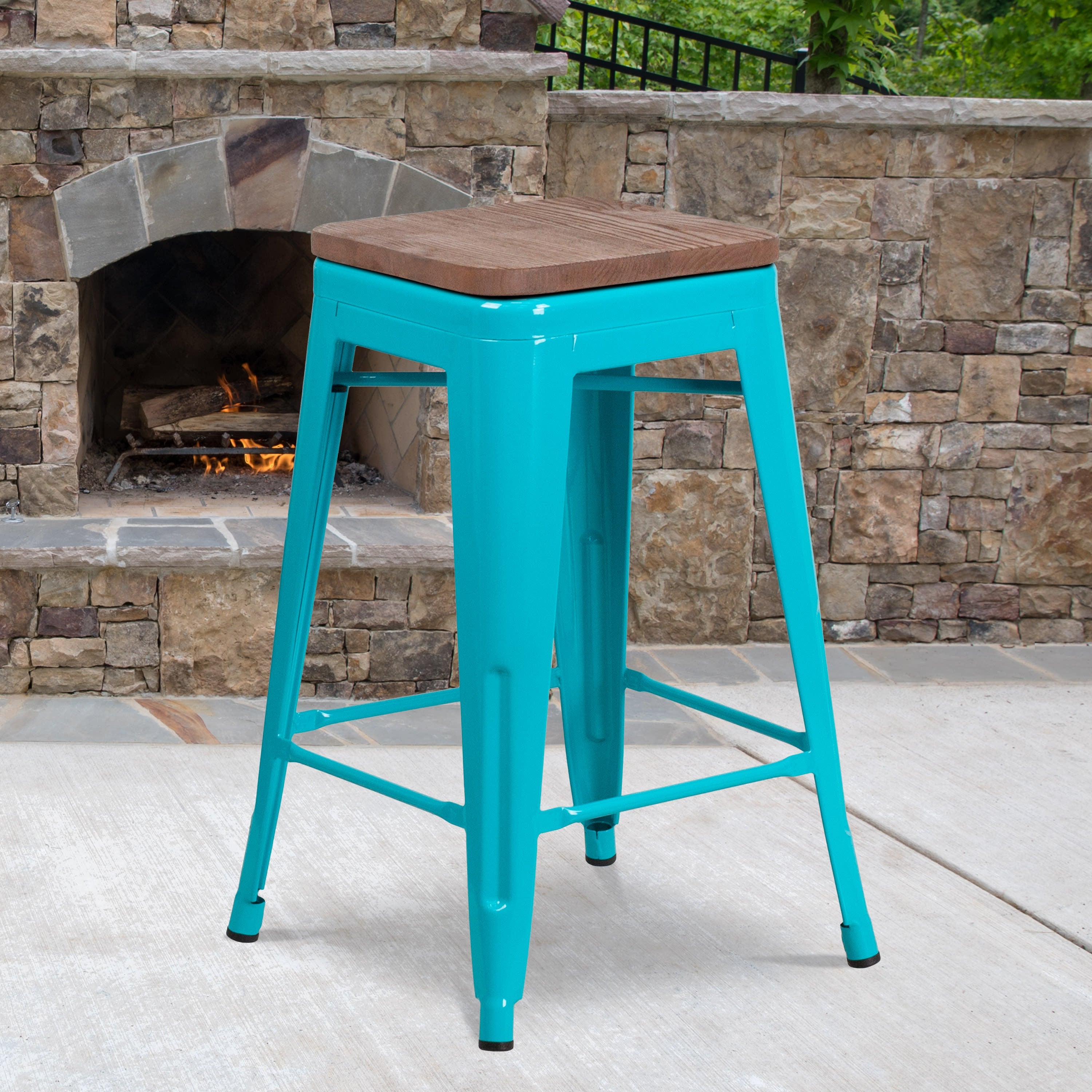 Teal metal bar stools with backs sale