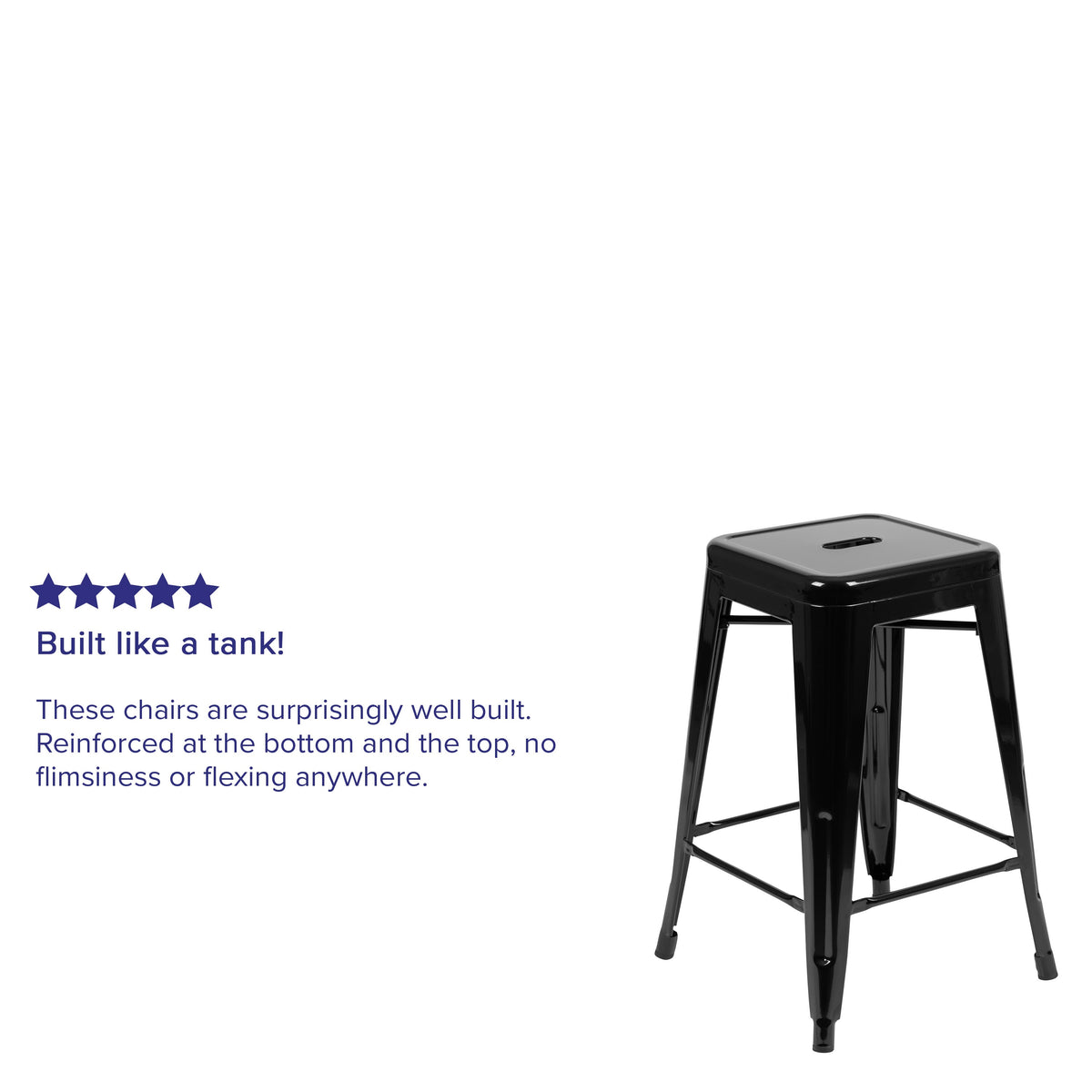 Black |#| 4 Pack 24inch High Metal Indoor Counter Bar Stool - Stackable Stool, Black