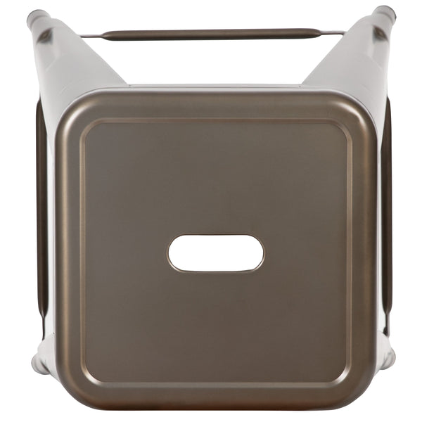 Gun Metal |#| 4 Pack 24inch High Metal Indoor Counter Bar Stool - Stackable Stool, Gun Metal Gray