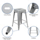 Silver |#| 4 Pack 24inch High Metal Indoor Counter Bar Stool - Stackable Stool, Silver