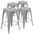 24" High Metal Counter-Height, Indoor Bar Stool - Stackable Set of 4