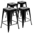 24" High Metal Counter-Height, Indoor Bar Stool - Stackable Set of 4