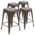 24" High Metal Counter-Height, Indoor Bar Stool - Stackable Set of 4