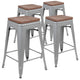 Silver |#| 4 Pack 24inch High Metal Indoor Counter Bar Stool - Stackable Stool, Silver