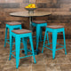 Teal |#| 4 Pack 24inch High Metal Indoor Counter Bar Stool - Stackable Stool, Teal