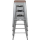 Silver |#| 4 Pack 24inch High Metal Indoor Counter Bar Stool - Stackable Stool, Silver