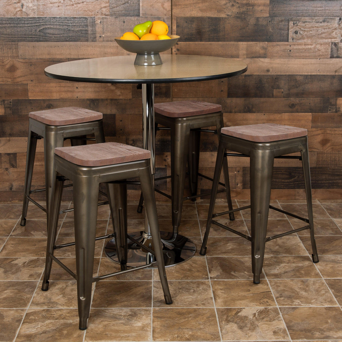 Gun Metal |#| 4 Pack 24inch High Metal Indoor Counter Bar Stool - Stackable Stool, Gun Metal Gray